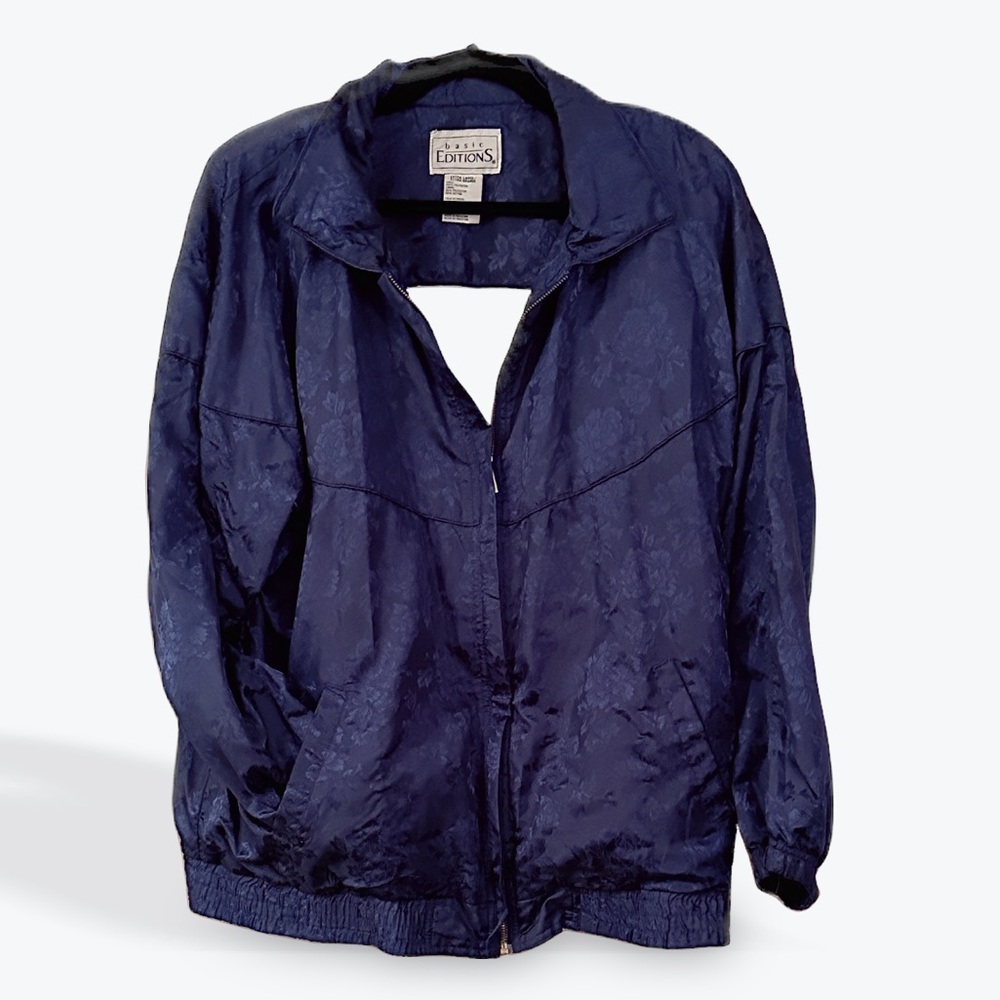 Basic Editions blue floral bomber windbreaker